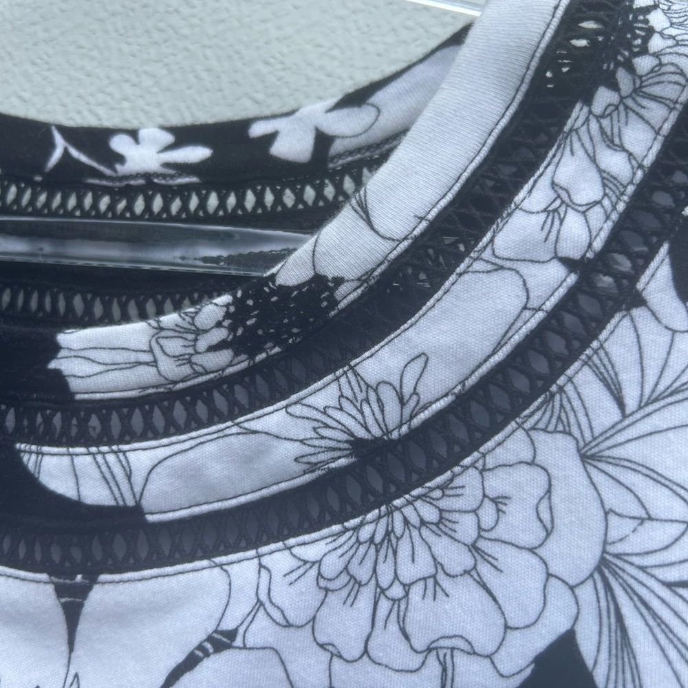 Talbots Floral Sleeveless Dress Women’s 1X Black/white 100% Cotton Shift Stretch - Picture 13 of 14